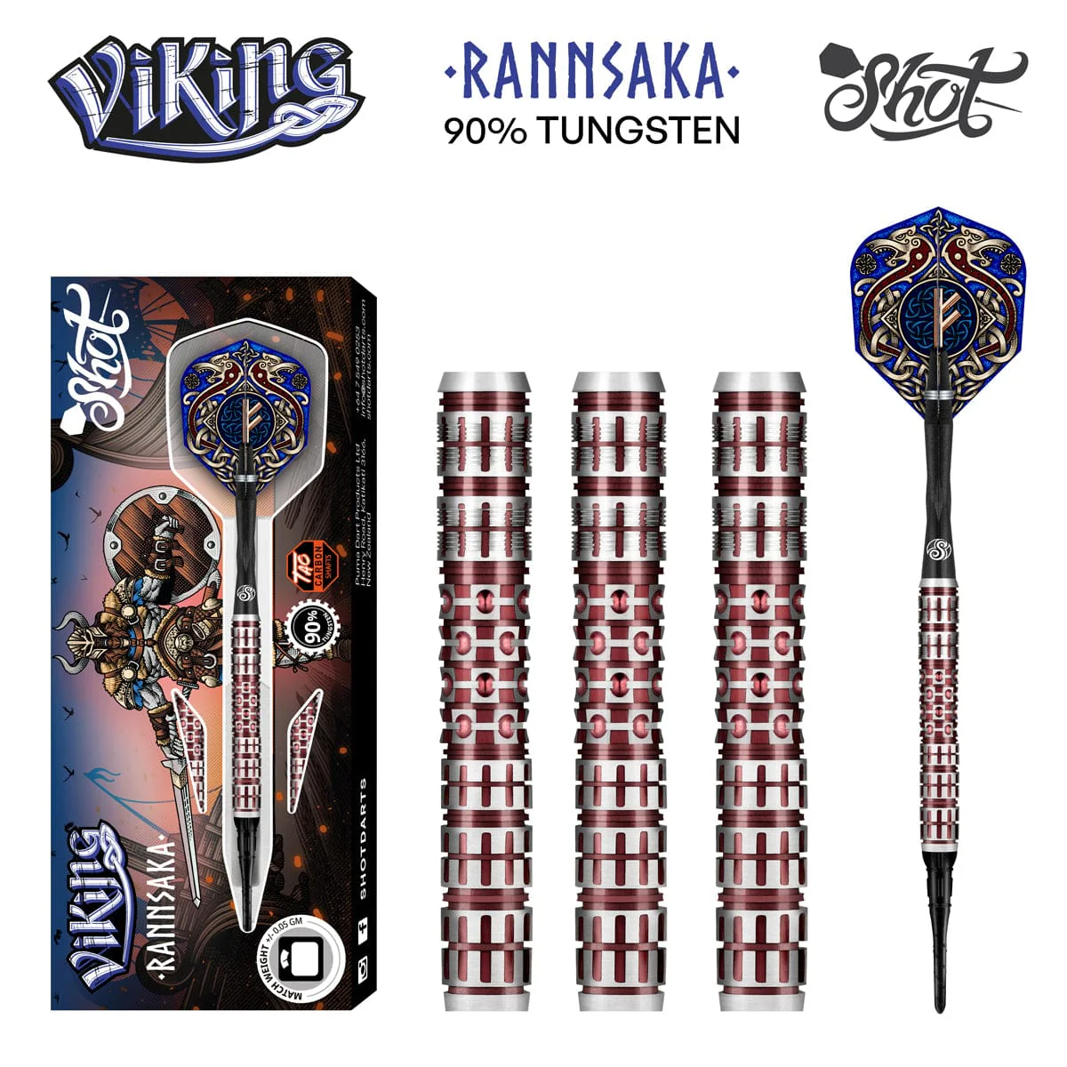 SHOT DARTS MODEL VIKING RANNSAKA 18 GR TUNGSTEN SOFT TIP SHIPS FREE FREE FLIGHTS