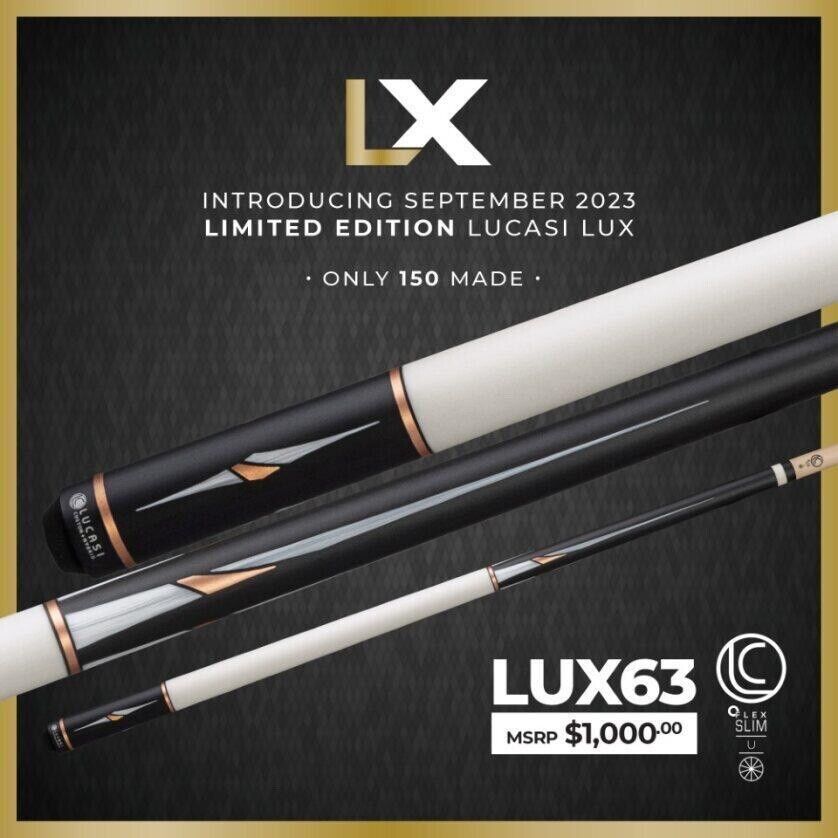 LUCASI LUX 63 CUSTOM CUE UNILOC 11.75 LTD ONLY 150 MADE NEW SHIPS FREE FREE CASE