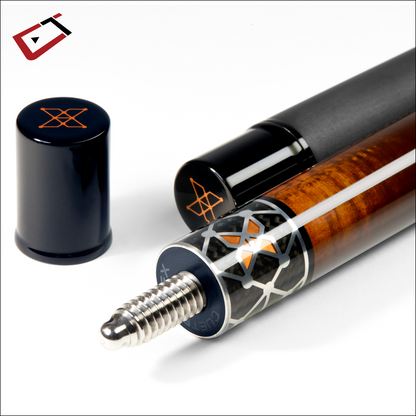 CUETEC X SERIES AMBER CUE WITH CYNERGY CARBON FIBER 12.5MM SHAFT NEW SHIPS FREE