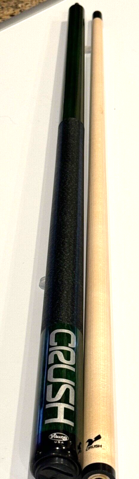 VIKING GREEN CRUSH BREAK JUMP CUE V CRUSH SHAFT LINEN NEW SHIPS FREE N FREE CASE