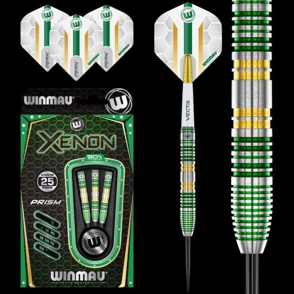 WINMAU XENON PRO SERIES 90% TUNGSTEN STEEL TIP DARTS 25 GRAMS SHIPS FREE BONUS