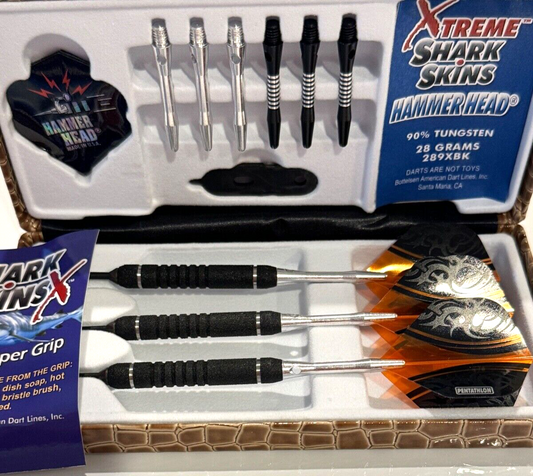 BOTTELSEN 289XBK HAMMERHEAD SHARK SKIN STEEL TIP DARTS 28 GR NEW FREE SHIPPING