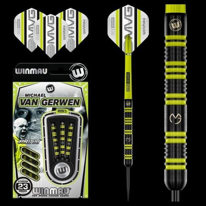 WINMAU MVG VAN GERWEN PRO SERIES 85% TUNGSTEN STEEL TIP DARTS 23 GR SHIPS FREE