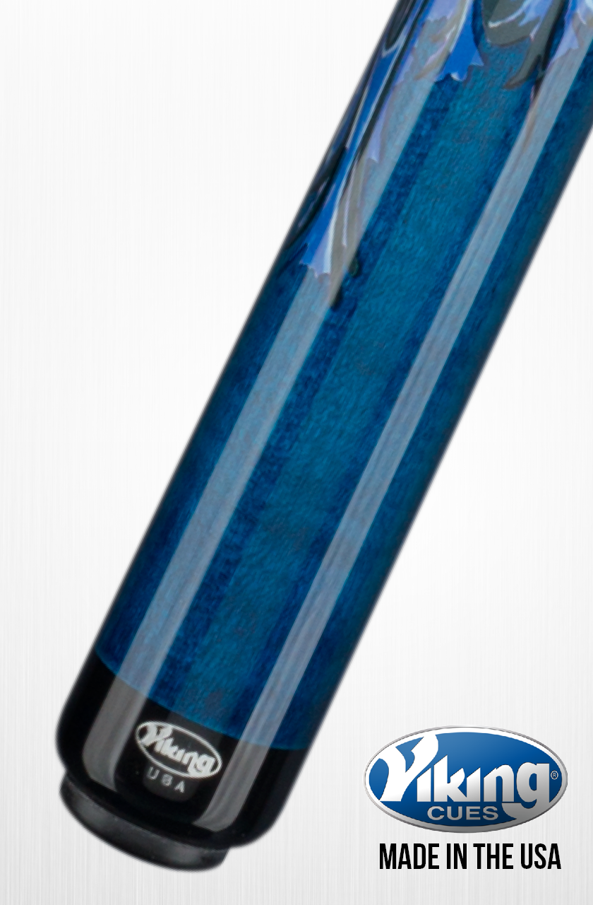 VIKING BLUE DRAGON POOL CUE 13.00 MM VIKORE SHAFT NEW SHIPS FREE N  FREE CASE