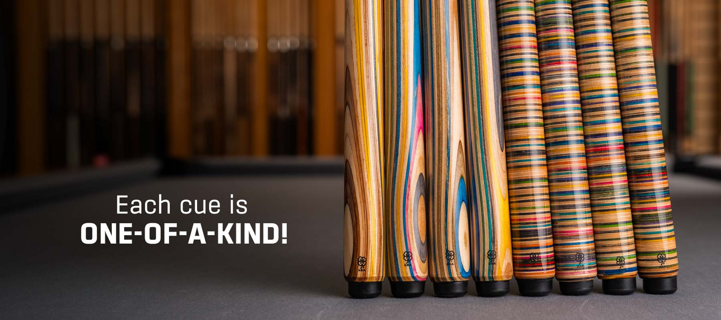 MCDERMOTT CHOPSP2 LTD RUN POOL CUE RECYCLED SKATEBOATRDS FREE CASE SHIPS FREE