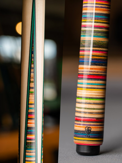 MCDERMOTT CHOPSP2 LTD RUN POOL CUE RECYCLED SKATEBOATRDS FREE CASE SHIPS FREE