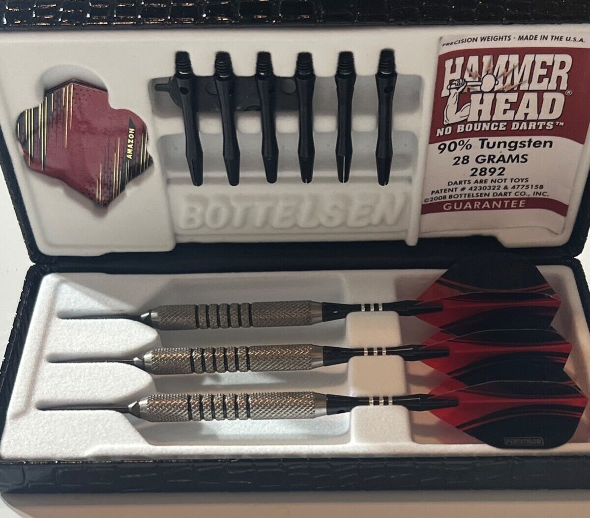 HAMMERHEAD #2892 BOTTELSEN 28 GR STEEL TIP DARTS 90% TUNGSTUN FREE SHIP N FLGHT