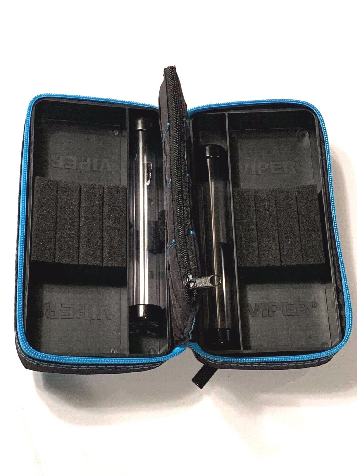 VIPER GLD PLAZMA PRO DART CASE BLK W/ BLUE TRIM PHONE PCKT. FREE SHIP & FLIGHTS