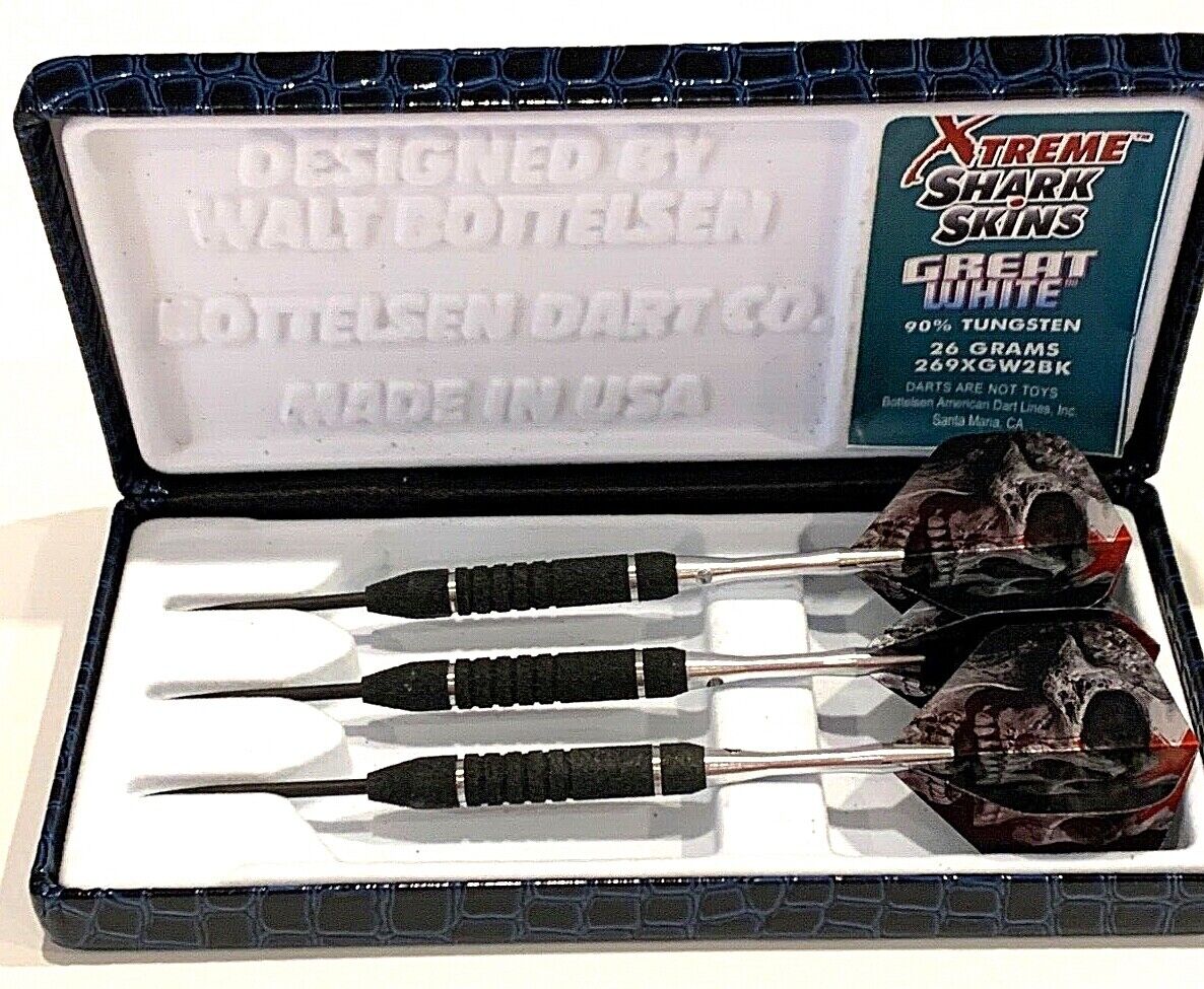 BOTTELSEN GREAT WHITE STEEL TIP SHARK SKIN DARTS 26 GR BLACK NEW FREE SHIPPING