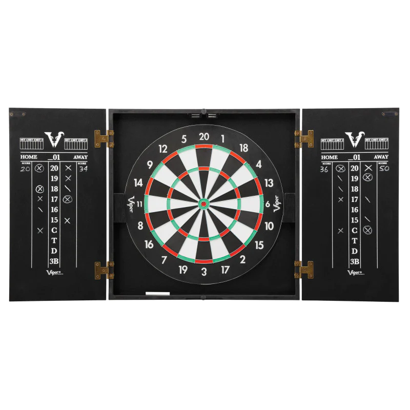 VIPER HIDEAWAY DARTBOARD CABINET REVERSIBLE BLACK FINISH OPEN ITEM  SHIPS FREE