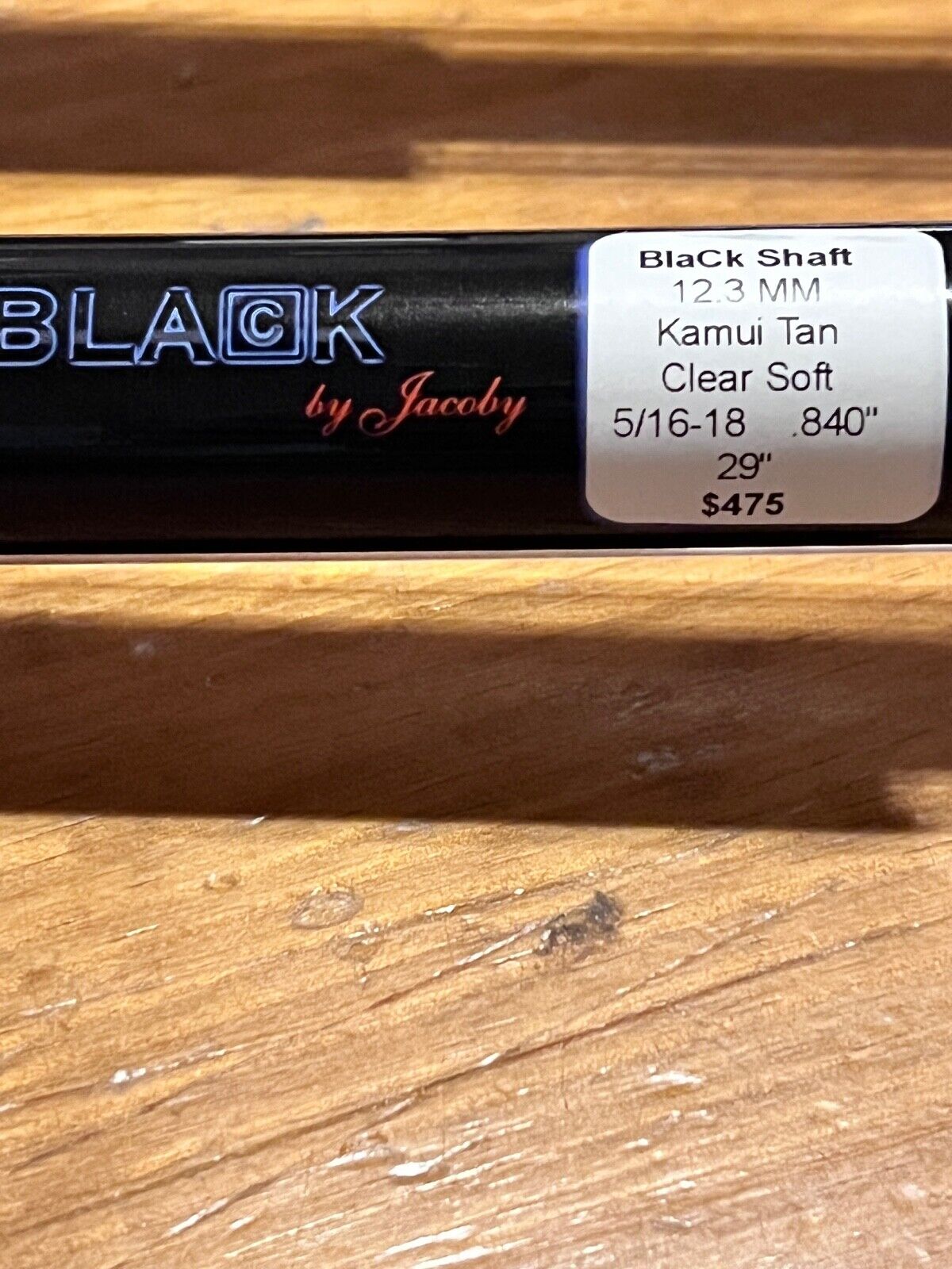 JACOBY  BLACK 29" CARBON SHAFT 5/16 X 18 NEW 12.3 MM  KAMUI TIP FREE SHIPPING