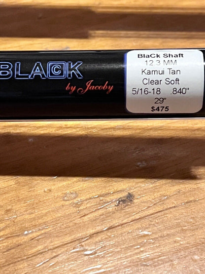 JACOBY  BLACK 29" CARBON SHAFT 5/16 X 18 NEW 12.3 MM  KAMUI TIP FREE SHIPPING