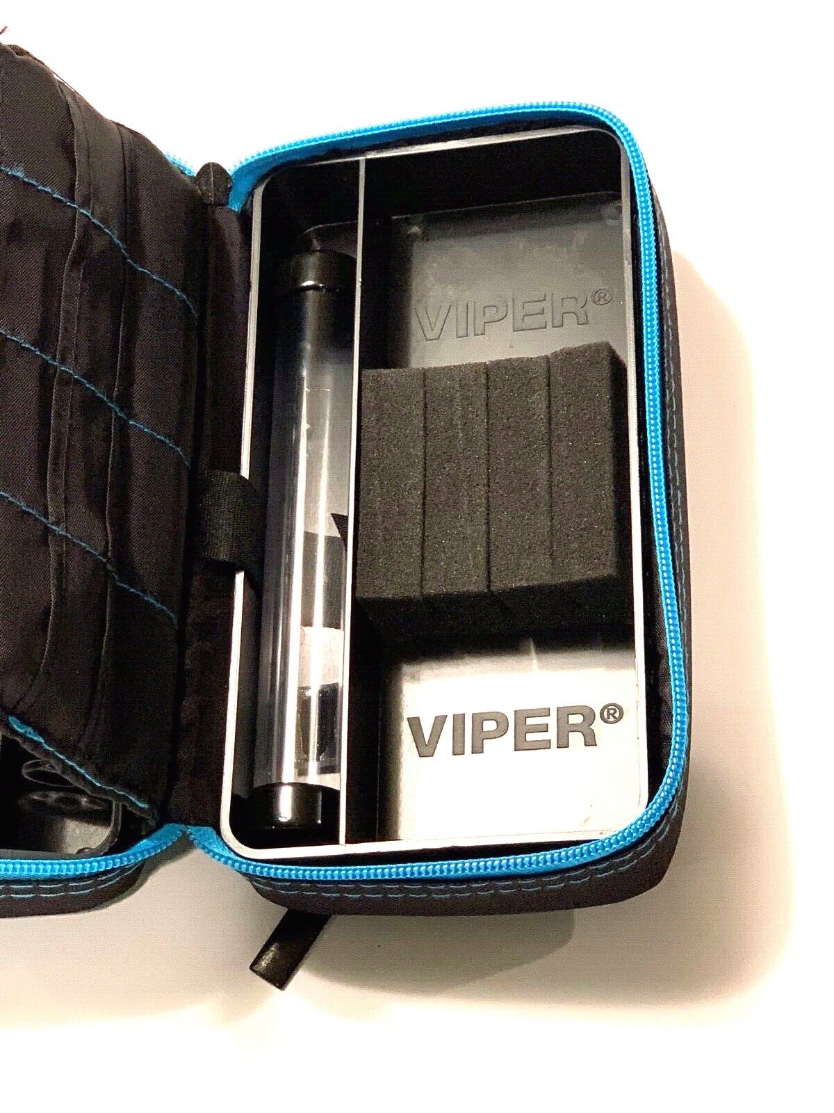 VIPER GLD PLAZMA PRO DART CASE BLK W/ BLUE TRIM PHONE PCKT. FREE SHIP & FLIGHTS