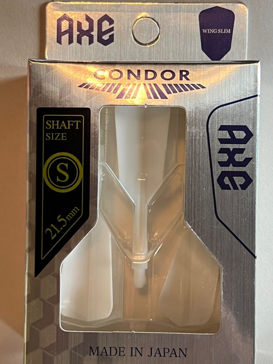 CONDOR AXE WING SLIM HEAVY DUTY WHITE FLIGHTS SHORT LENGTH 21.5MM SHIPS FREE