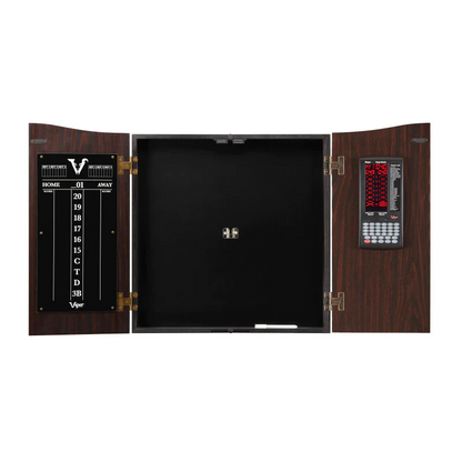 VIPER VAULT DELUXE DARTBOARD CABINT PRO SCORE MAHOGNY FINISH OPEN ITEM SHIP FREE