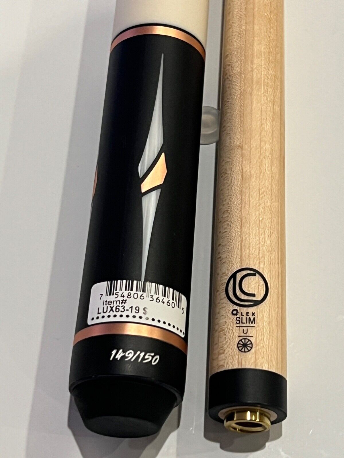 LUCASI LUX 63 CUSTOM CUE LIMITED #41/150 & WHYTE CARBON 12MM SHAFT