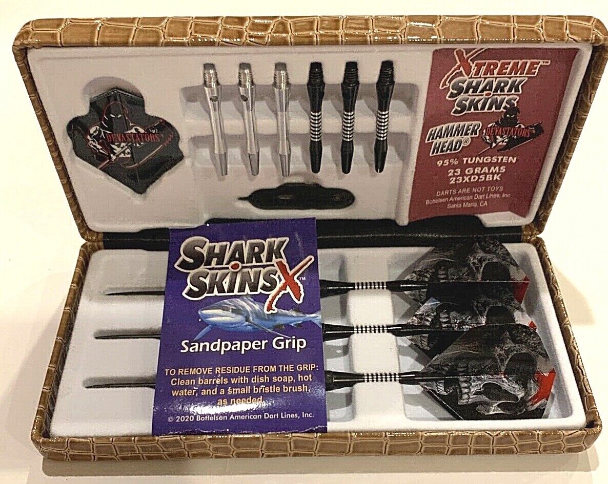 BOTTELSEN DEVASTATOR STEEL TIP SHARK SKIN DARTS 23 GR BLACK NEW FREE SHIPPING