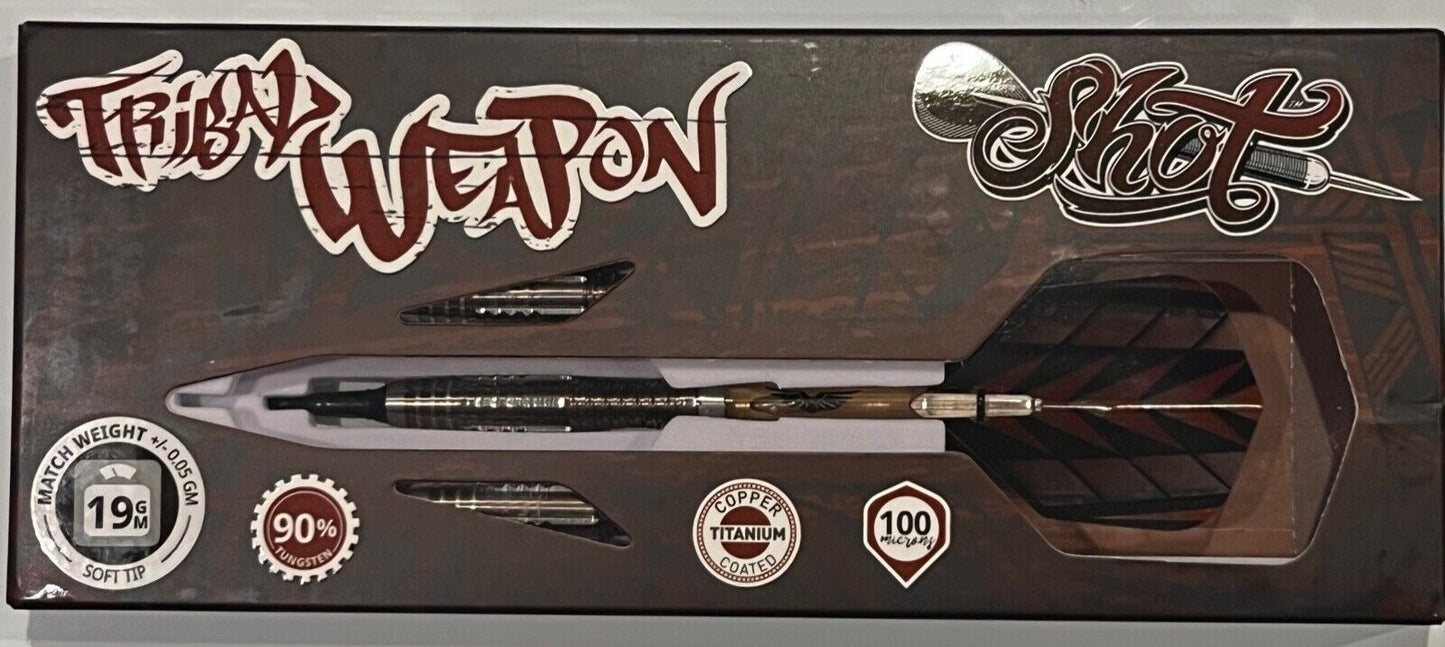 SHOT DARTS MODEL TRIBAL WEAPON 19 GR TUNNSTN SOFT TIP SHIPS FREE N FREE FLIGHTS