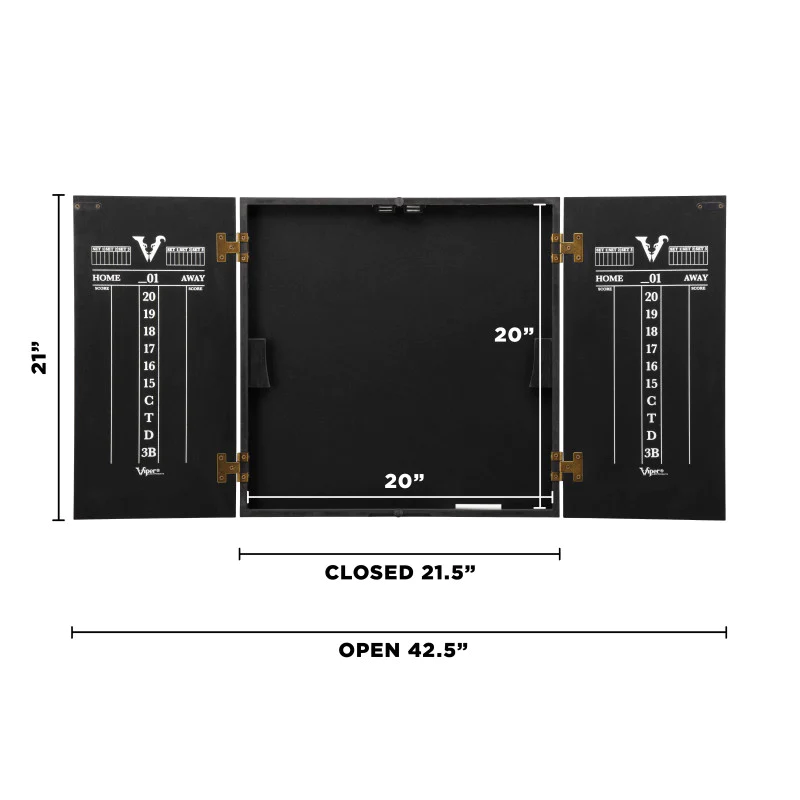 VIPER HIDEAWAY DARTBOARD CABINET REVERSIBLE BLACK FINISH OPEN ITEM  SHIPS FREE