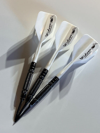 BLACK WIDOW 22 GRAM CONVERTIBLE DARTS SOFT/ STEEL KNURLED FREE SHIPPING  FLIGHTS