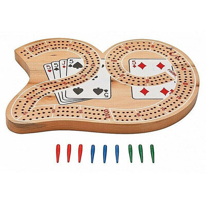 WODDEN 29 CRIBBAGE BOARD 3 TRACK CONTINUOUS WITH PEGS BRAND NEW SHIPS FREE