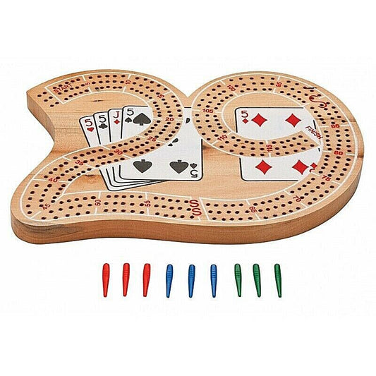 WODDEN 29 CRIBBAGE BOARD 3 TRACK CONTINUOUS WITH PEGS BRAND NEW SHIPS FREE