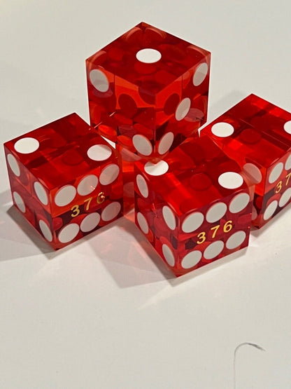 CASINO DICE 19MM BRAND NEW SEET OF 5 DICE RED COLOR GLOSSY FINISH SHIPS FREE