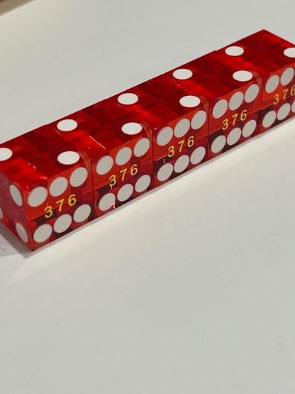 CASINO DICE 19MM BRAND NEW SEET OF 5 DICE RED COLOR GLOSSY FINISH SHIPS FREE