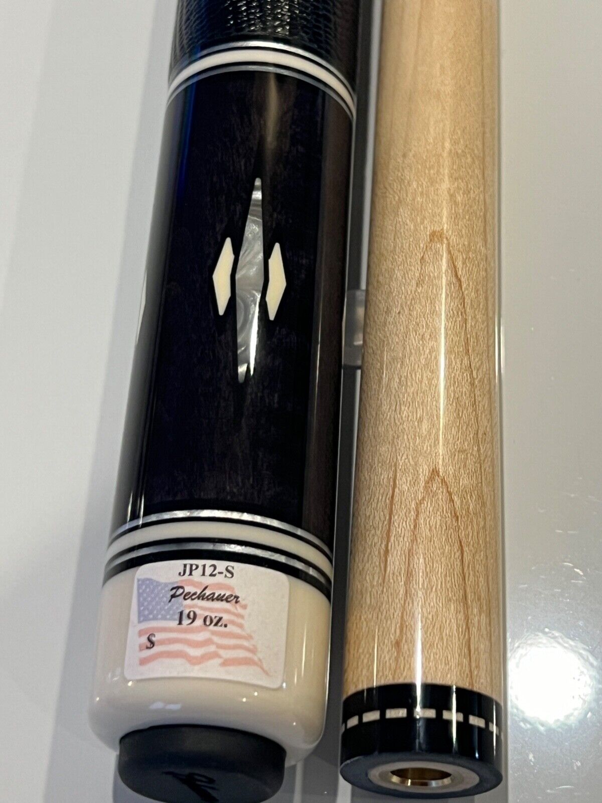 PECHAUER LTD JP12-S POOL CUE EBONY STAINED MAPLE LEATHER SHIPS FREE FREE CASE