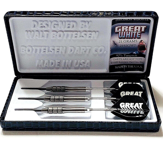 BOTTELSEN STEEL TIP DARTS MODEL  GREAT WHITE 2192GW7 21 GRAM NEW FREE SHIPPING