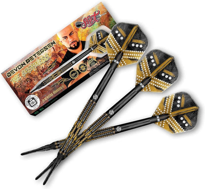 SHOT DARTS MODEL DEVON PETERSEN GREATNESS 18 GR TUNGSTEN SOFT TIP FREE FLIGHTS