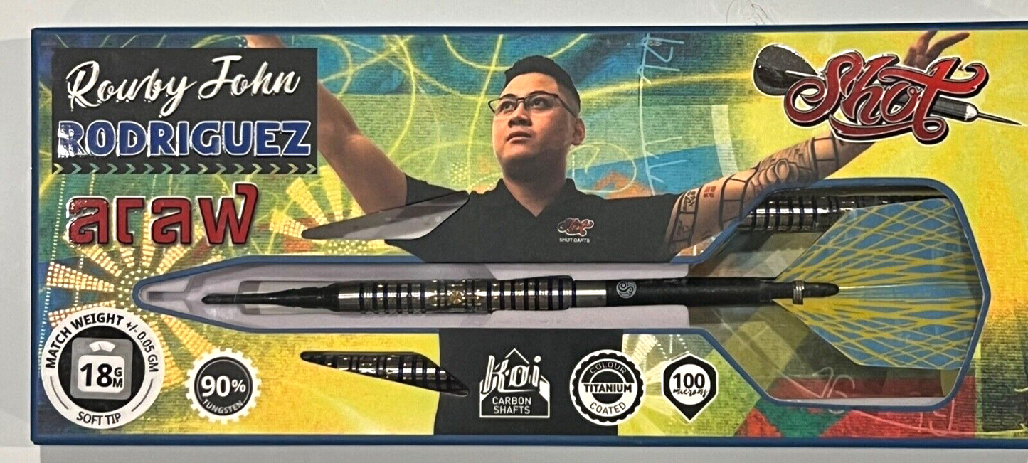 SHOT DARTS JOHN RODRIGUEZ ARAW 18 GRAM SOFT TIP NEW! SHIPS FREE N FREE FLIGHTS