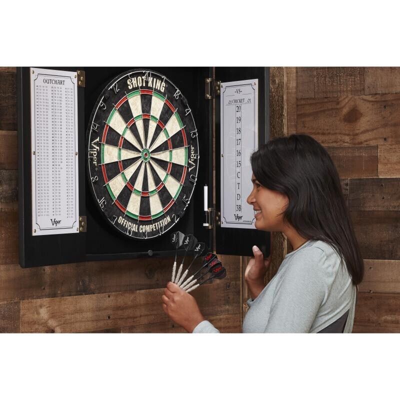 VIPER HUDSON DARTBOARD CABINET BLACK FINISH OPEN ITEM  SHIPS FREE