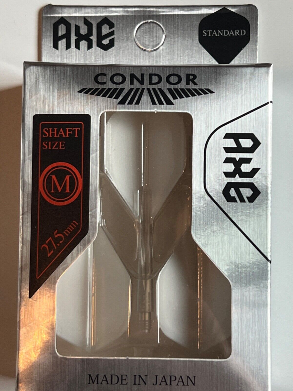 CONDOR SILVER PEARL METALLIC AXE MEDIUM 27.5MM FLIGHT STANDARD SHAPE SHIPS FREE