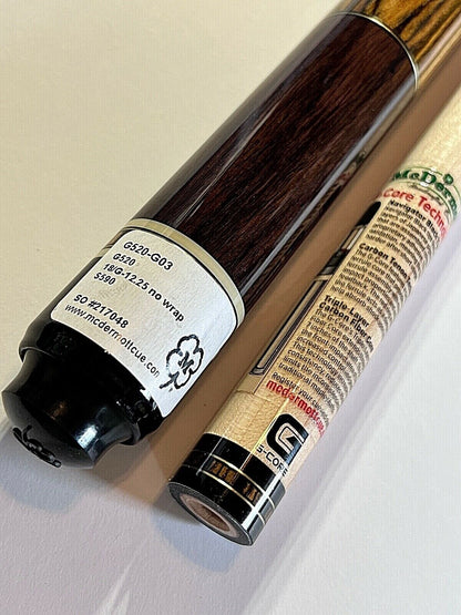 MCDERMOTT G520 EXOTIC WOOD CUE 12.25 MM TIP NEW FREE SHIPPING FREE CASE