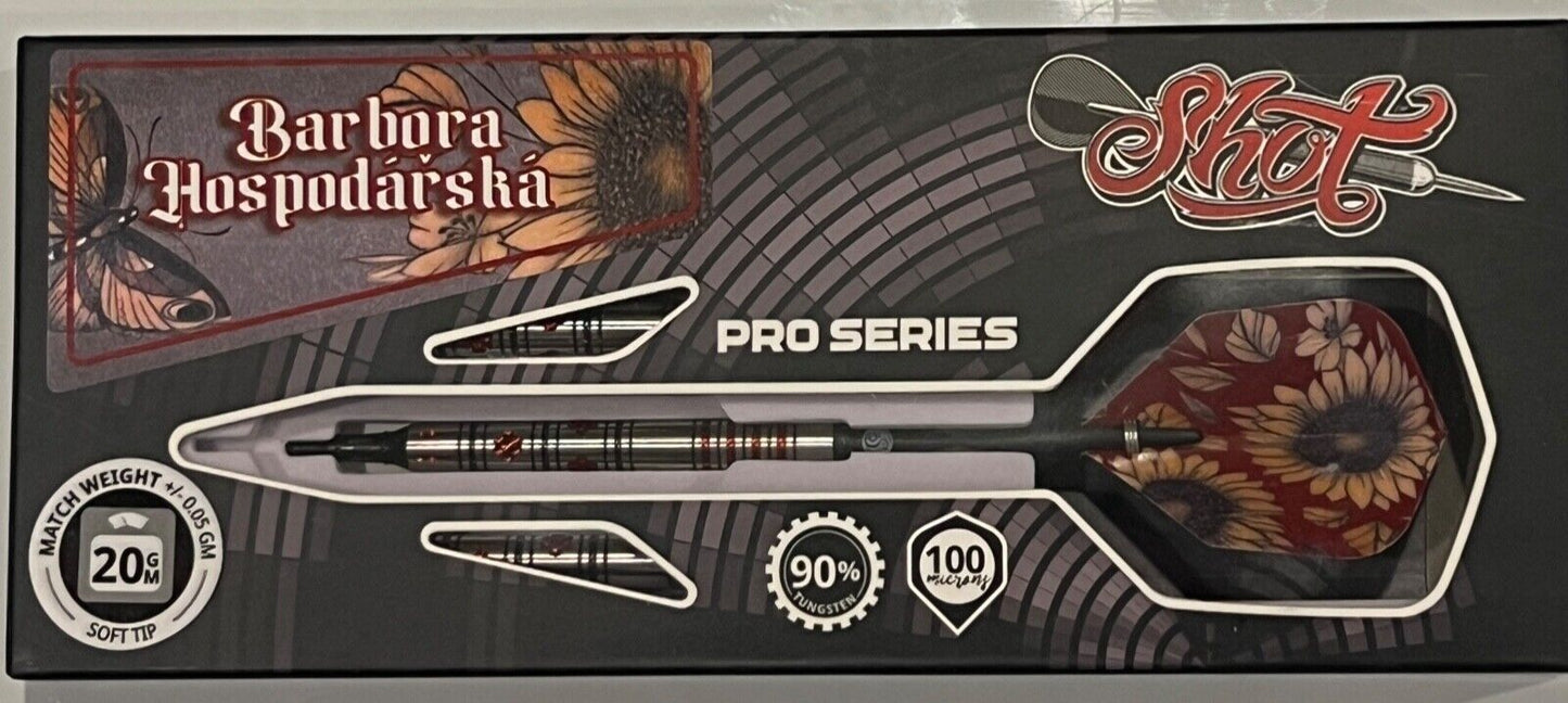 SHOT DARTS BARBORA HOSPODARSKA 20 GRAM SOFT TIP NEW! SHIPS FREE N FREE FLIGHTS