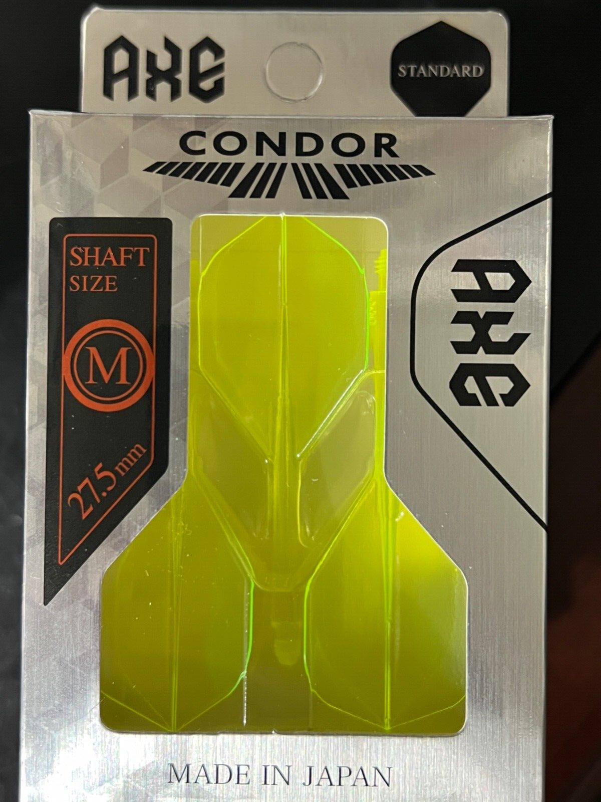 CONDOR AXE NEON YELLOW MEDIUM LENGTH STANDARD SHAPE HD FLIGHT FREE SHIPPING