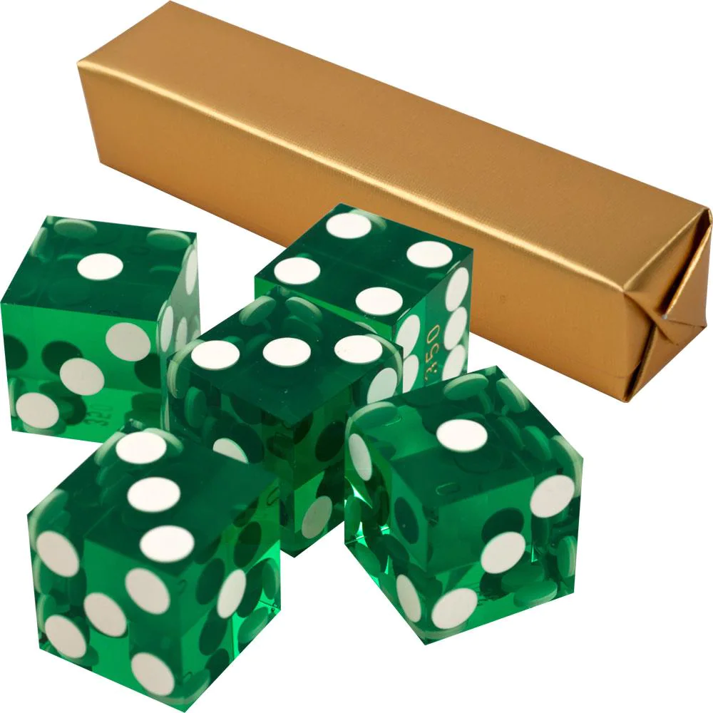 CASINO DICE 19MM BRAND NEW SEET OF 5 DICE GREEN COLOR GLOSSY FINISH SHIPS FREE