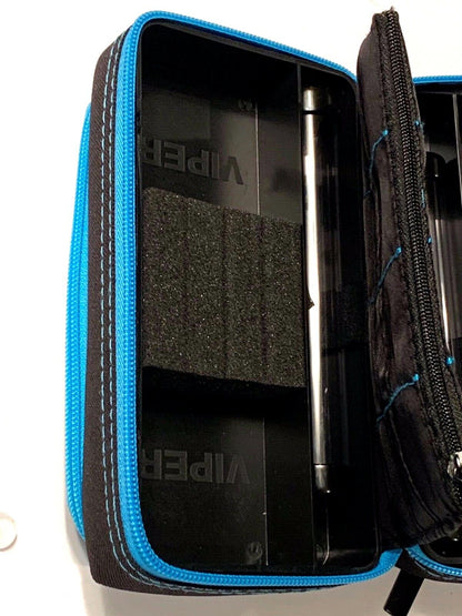 VIPER GLD PLAZMA PRO DART CASE BLK W/ BLUE TRIM PHONE PCKT. FREE SHIP & FLIGHTS