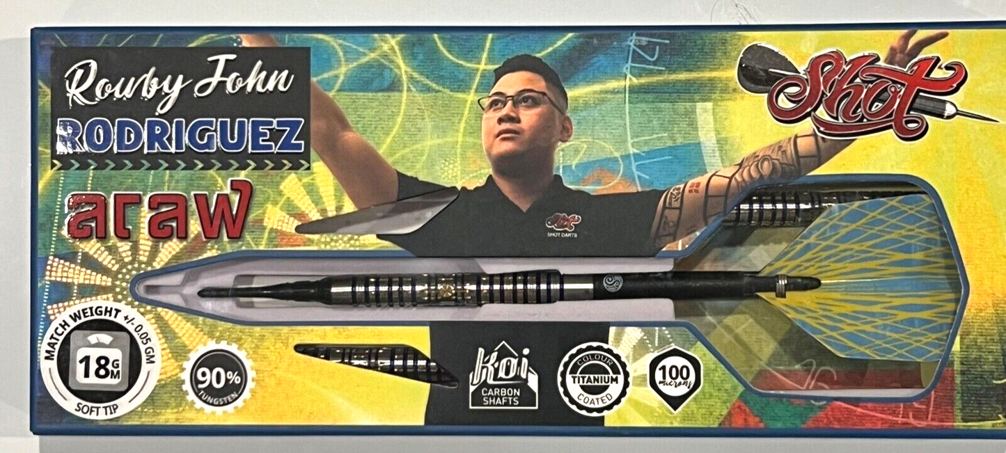 SHOT DARTS JOHN RODRIGUEZ ARAW 20 GRAM SOFT TIP NEW! SHIPS FREE N FREE FLIGHTS