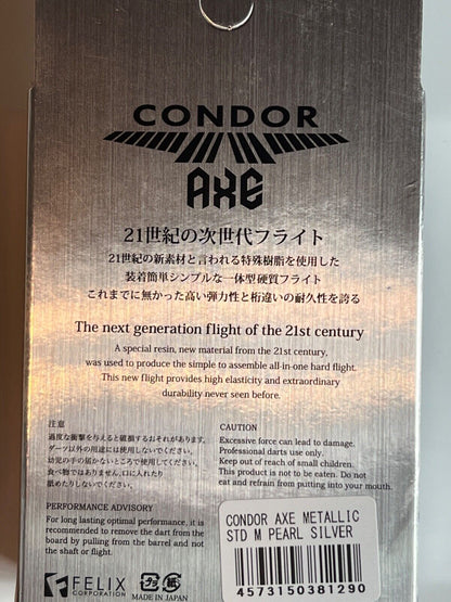 CONDOR SILVER PEARL METALLIC AXE MEDIUM 27.5MM FLIGHT STANDARD SHAPE SHIPS FREE