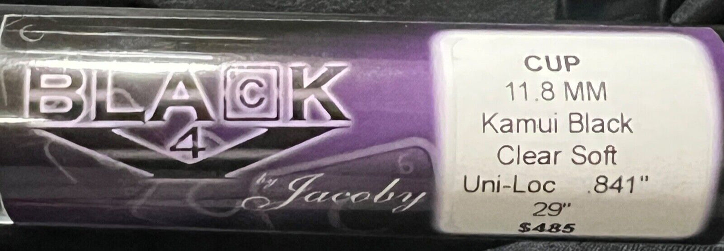 JACOBY 4.0 BLACK 29" CARBON SHAFT 11.8 MM UNILOC NEW KAMUI TIP SHIPS FREE W/CASE