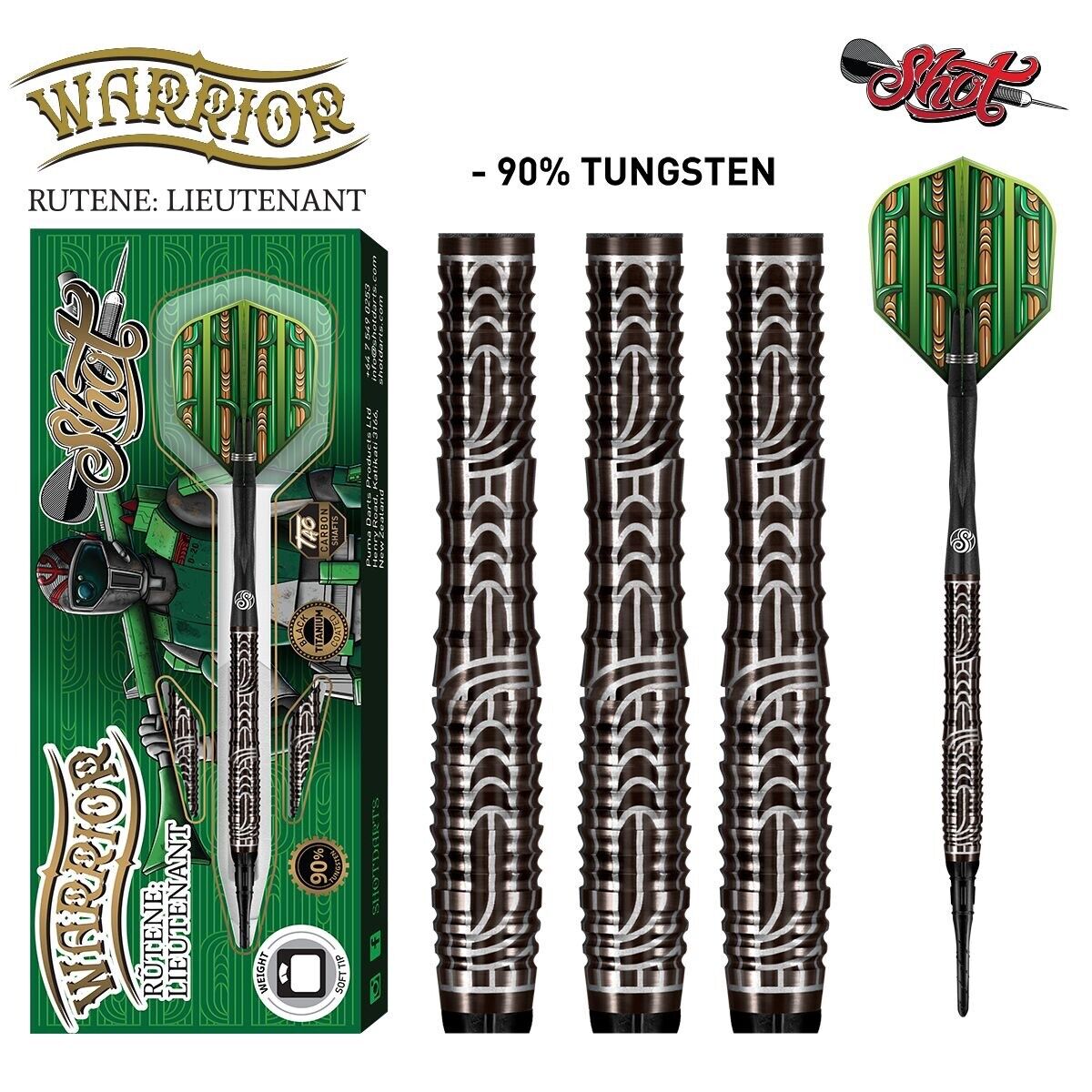 SHOT DARTS WARRIOR RUTENE LT.  18 GRAM SOFT TIP NEW! SHIPS FREE N FREE FLIGHTS