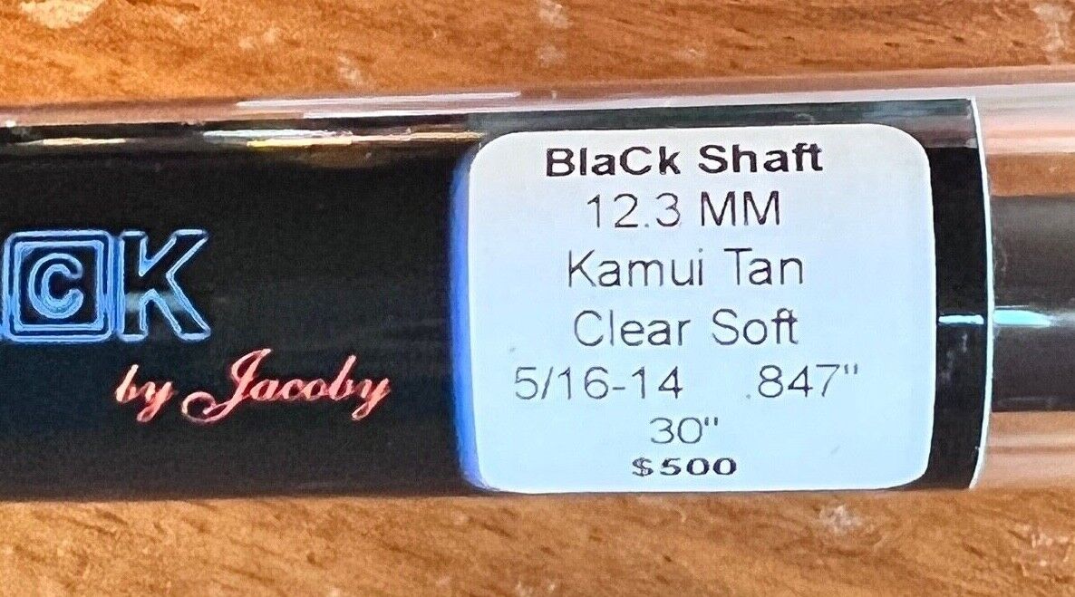 JACOBY 12.3 MM 5/16X14 BLACK 30" CARBON SHAFT BRAND NEW KAMUI TIP FREE SHIPPING