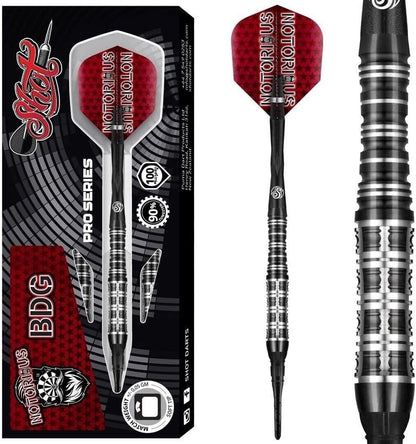 SHOT DARTS MODEL NOTORIUS BDG 18 GR TUNGSTEN SOFT TIP FREE FLIGHTS