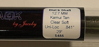 JACOBY BLACK 29" CARBON SHAFT 12.7 MM UNILOC NEW KAMUI TIP FREE SHIPPING CASE