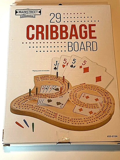 WODDEN 29 CRIBBAGE BOARD 3 TRACK CONTINUOUS WITH PEGS BRAND NEW SHIPS FREE