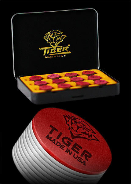 12 PACK TIGER LAMINATED POOL CUE TIPS HARD 14MM NEW FREE SHIPPING BEST PRICE