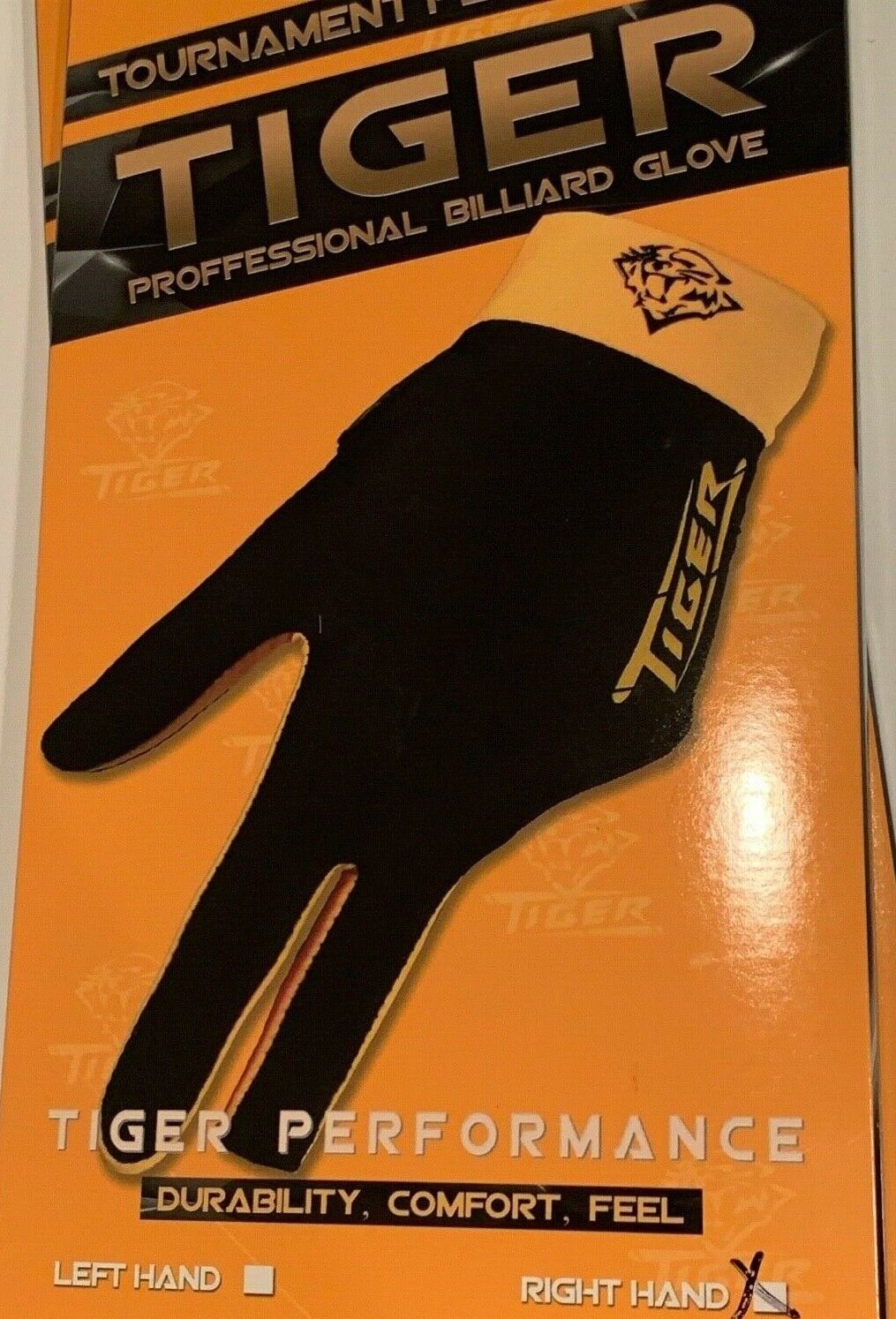 TIGER PRODUCTS PROFESSIONAL BILLIARD GLOVE RIGHT HAND LARGE  FREE SHIPPING