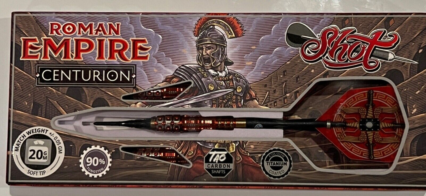 SHOT DARTS ROMAN EMPIRE CENTURION 20 GRAM SOFT TIP SHIPS FREE N FREE FLIGHTS